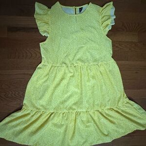 Vibrant Yellow Floral Ruffle Sleeve Dress